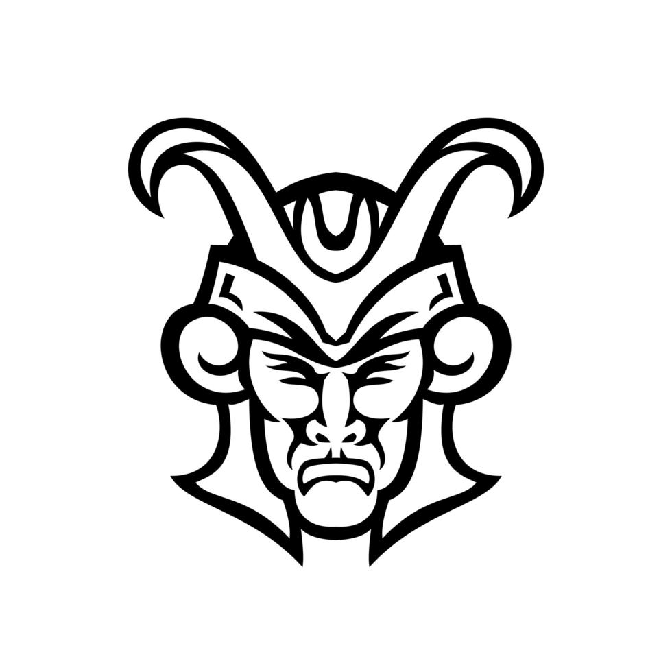 Head of Loki Norse God Front View Mascot Black and White vector