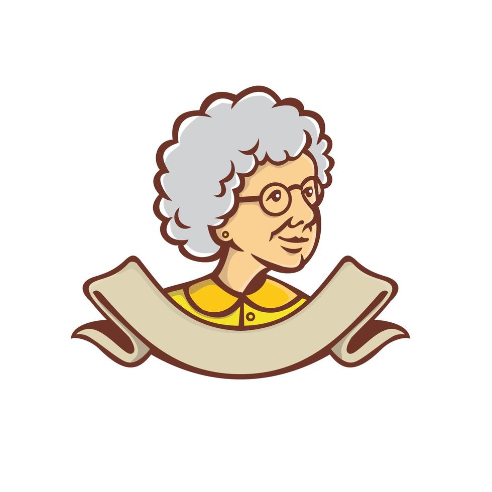 Grandmother Looking Side Ribbon Mascot vector