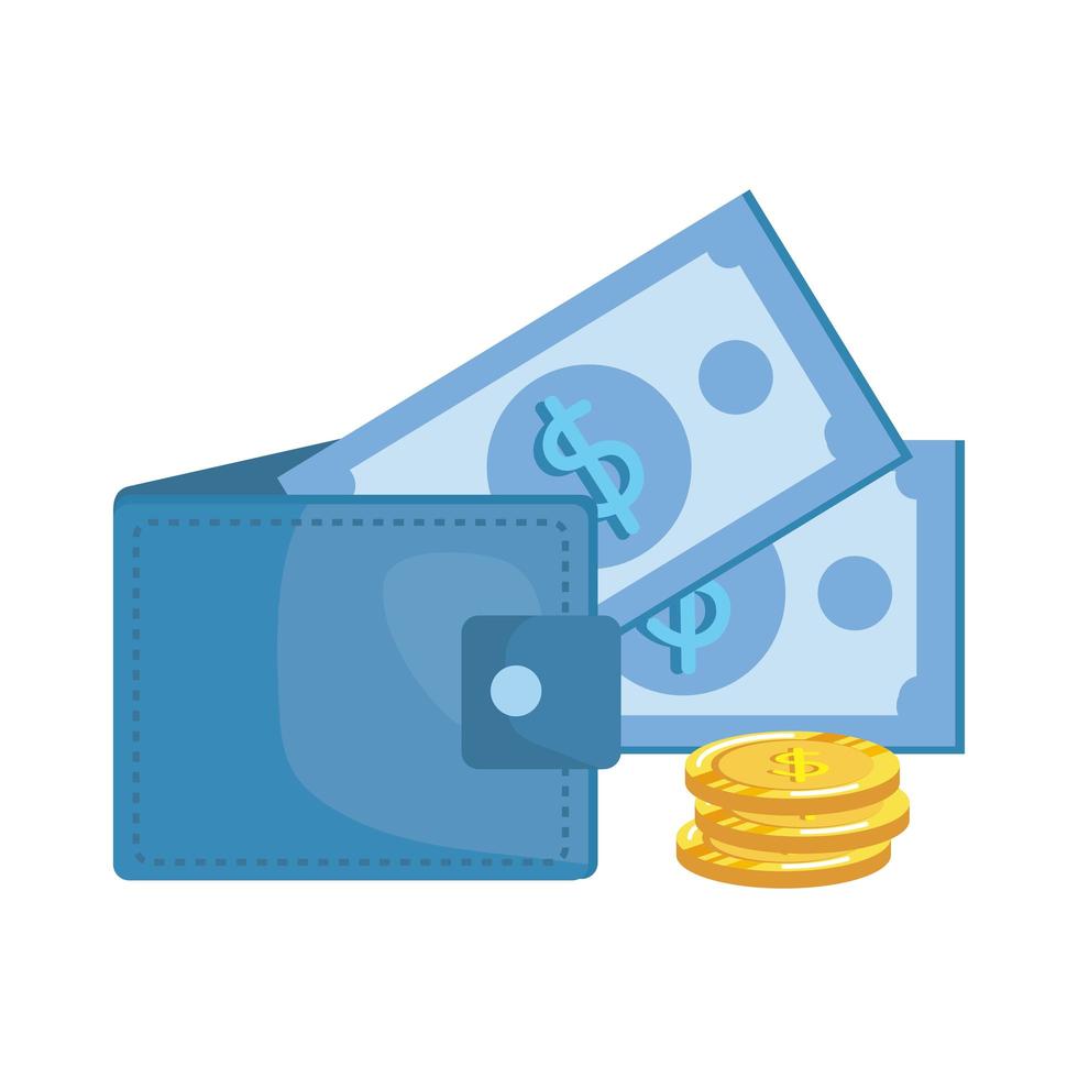 coins and bills money dollars with wallet vector