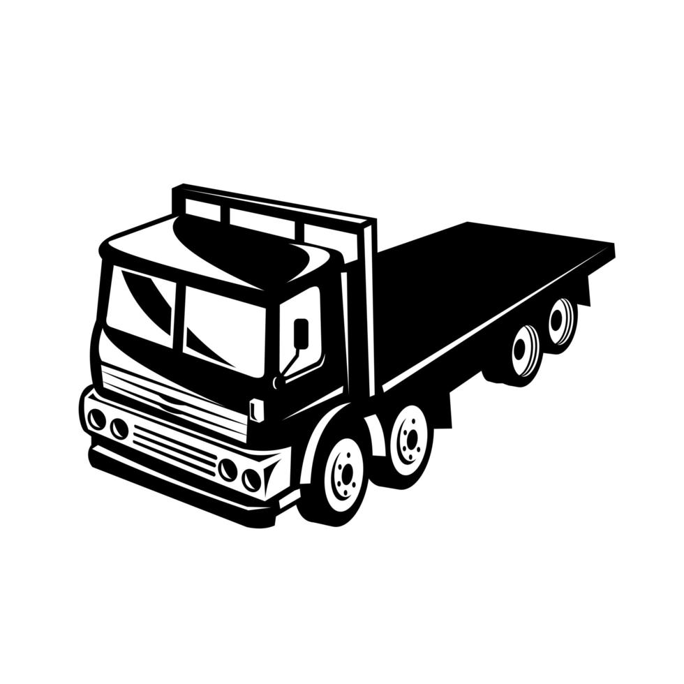 Flatbed Truck Viewed from High Angle Retro Black and White vector