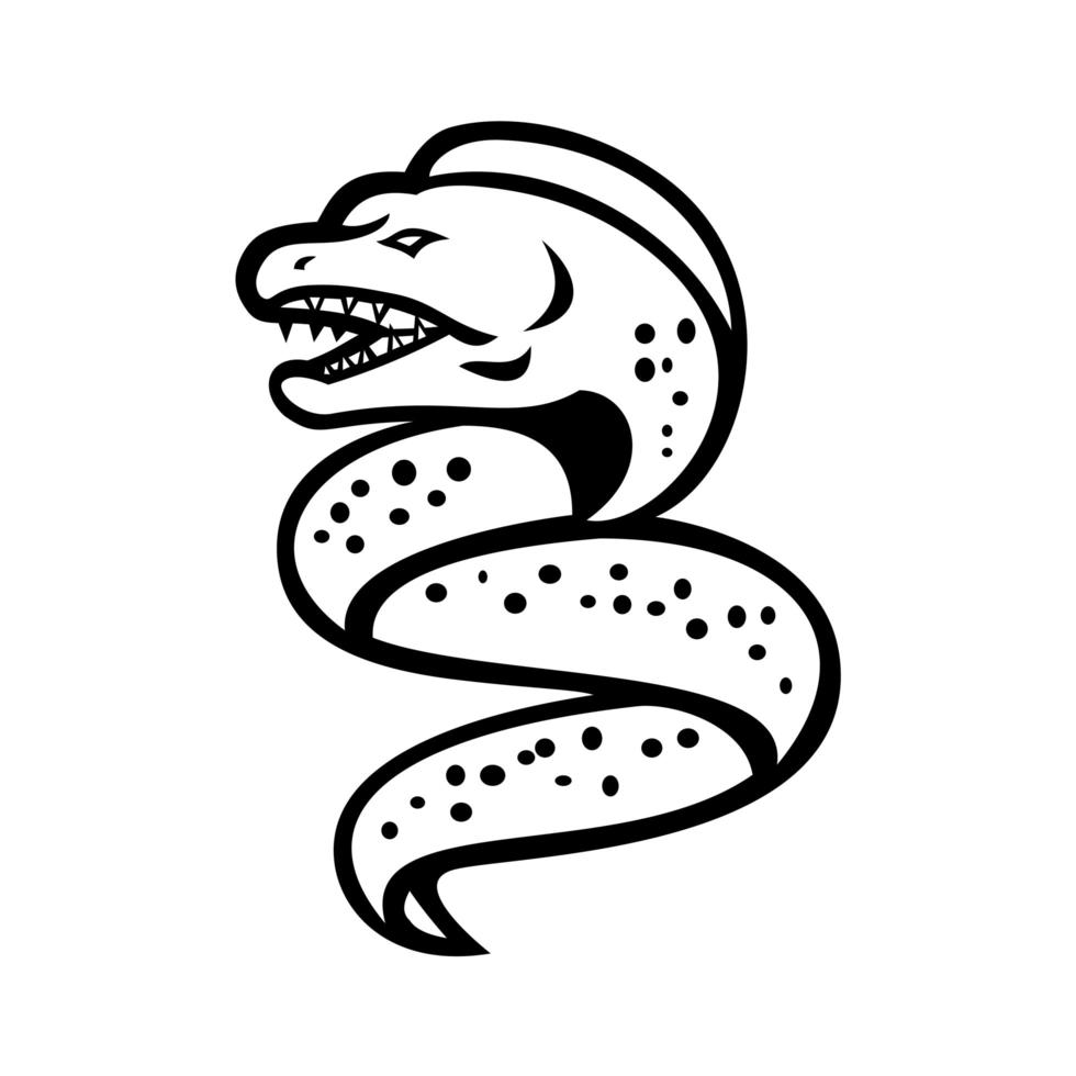 Angry Moray Eel Sports Mascot Retro Black and White vector