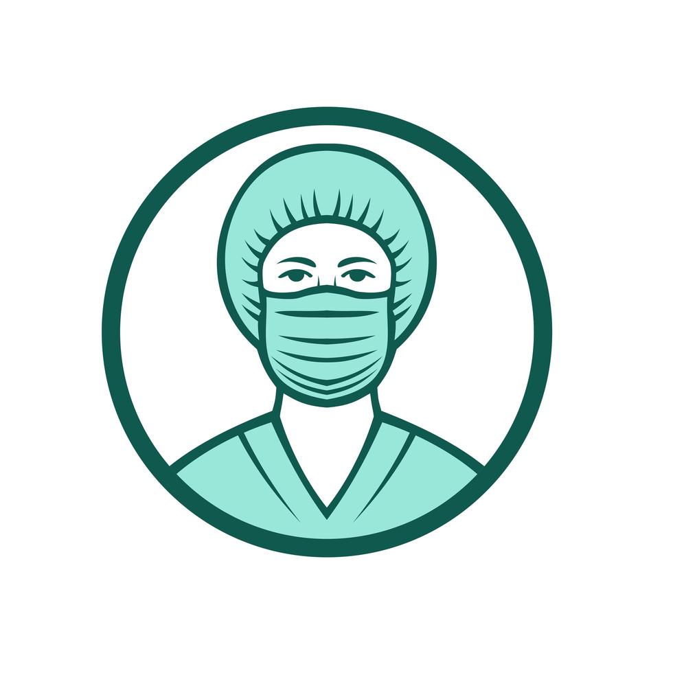 Nurse Wearing Surgical Mask Icon vector