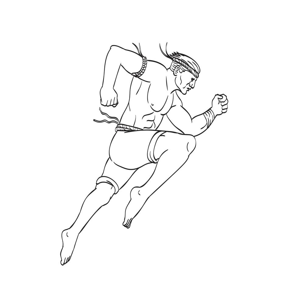 Muay Thai or Thai Boxing Fighter Jumping Striking with Knee Side Tattoo ...