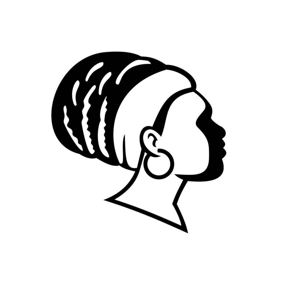 Rasta Empress or Rastafari Woman Side View Black and White vector