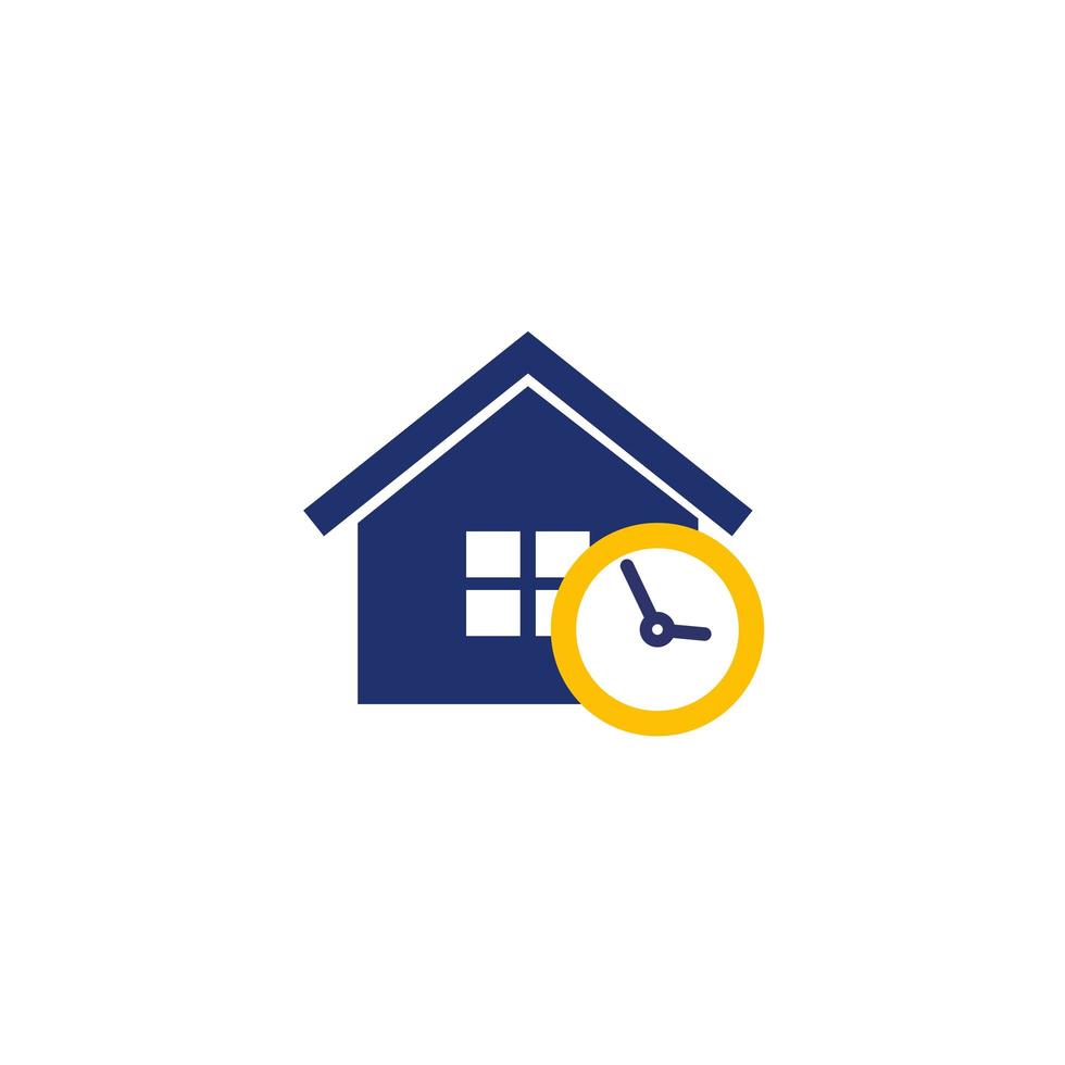 house and time, clock icon vector