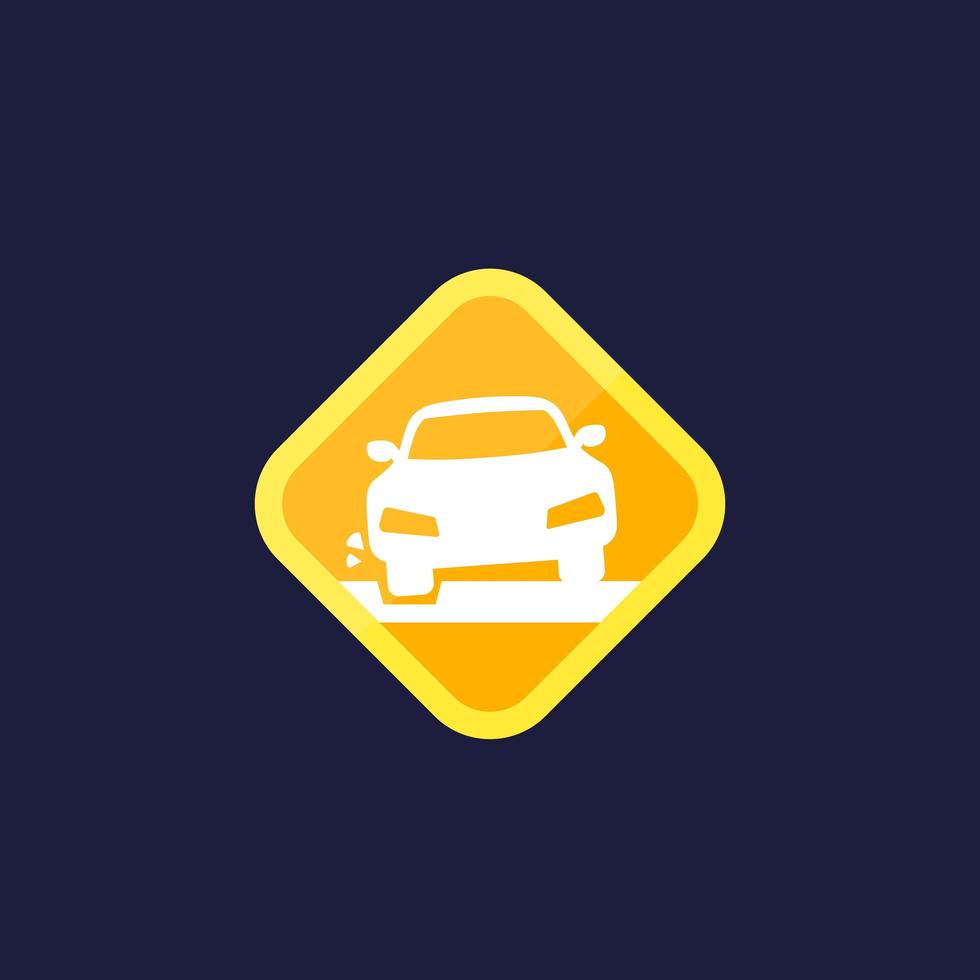 pothole icon with a car, vector sign