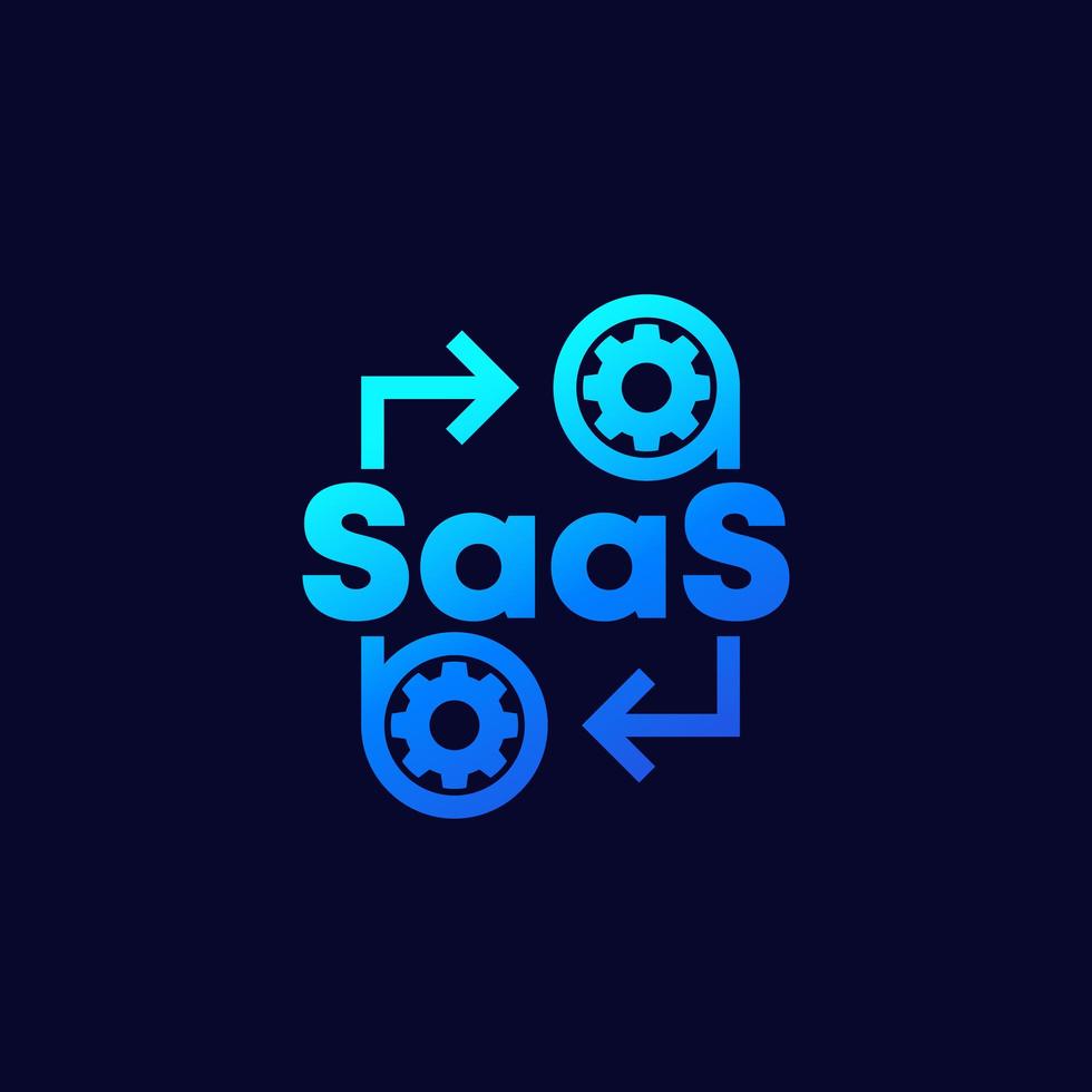 Saas, Software as a service icon with gears, vector