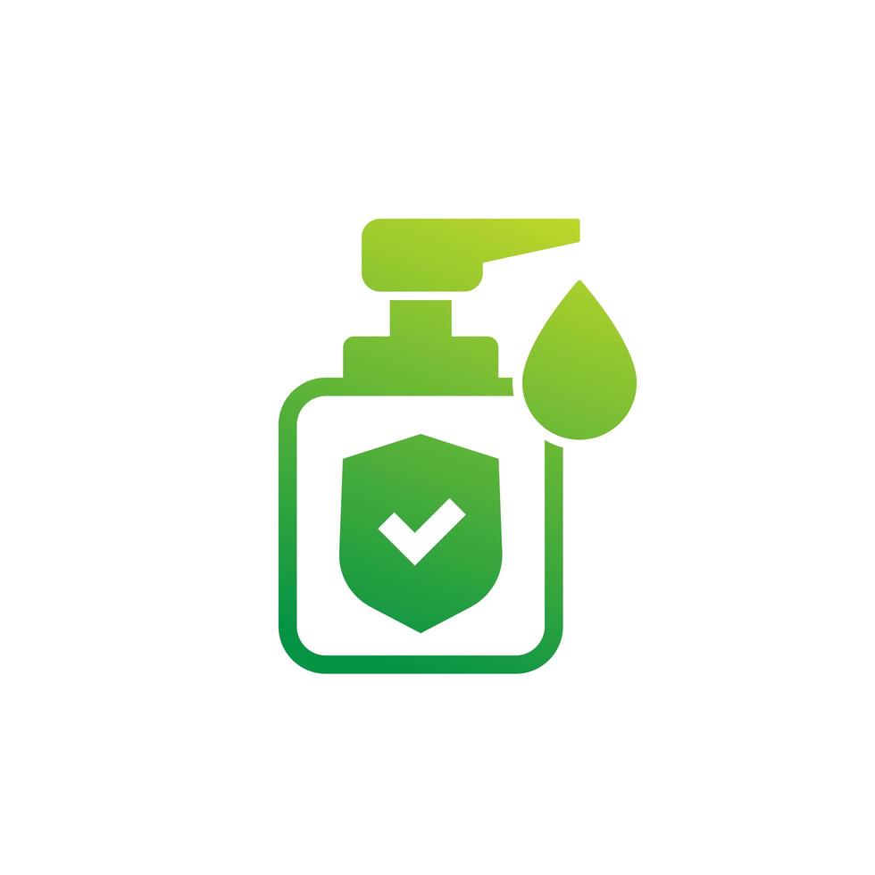 antiseptic, antibacterial gel, hand sanitizer icon on white vector