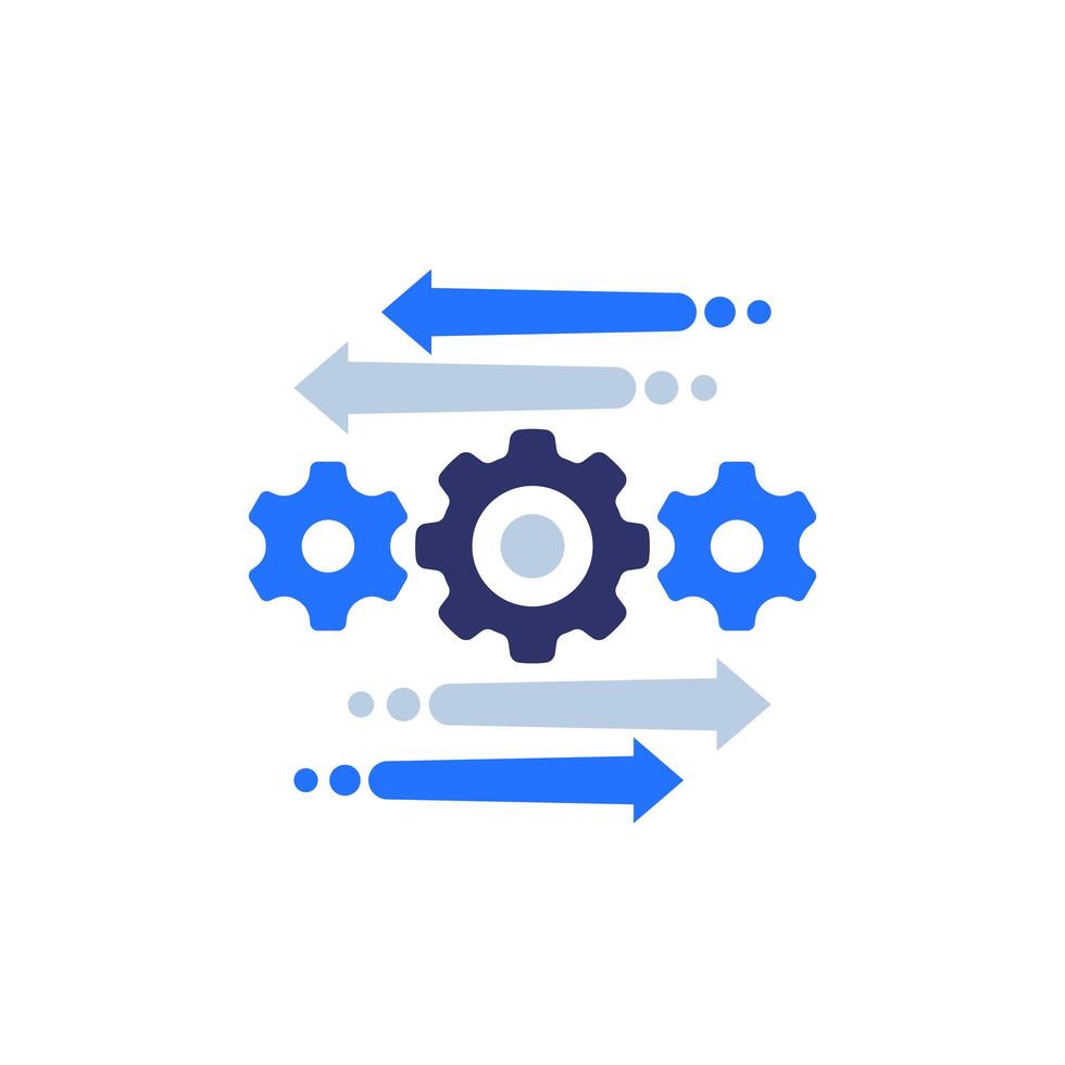 icono de proceso de automatización y optimización en blanco vector