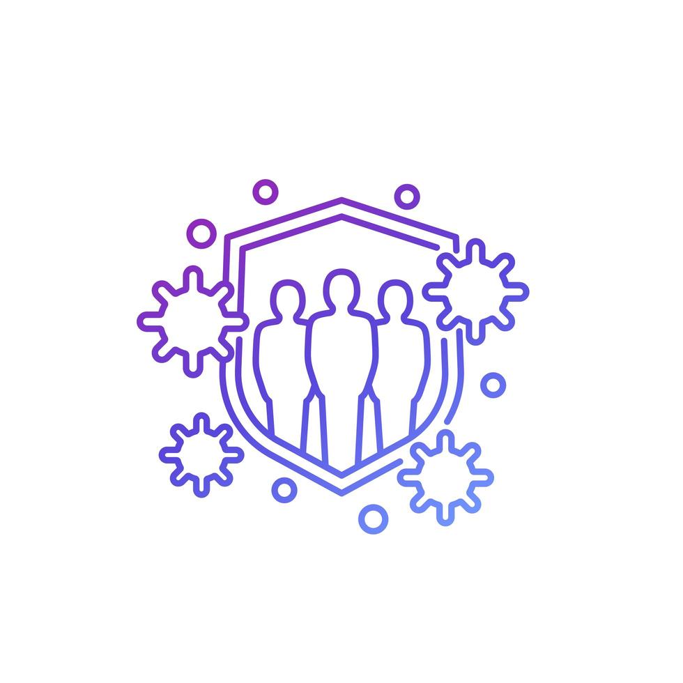 immune system, strong immunity and health line icon vector
