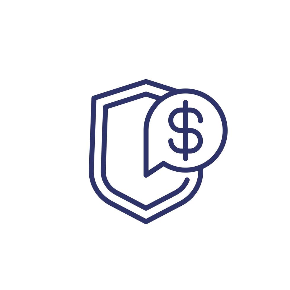 icono de línea de dinero de seguro en blanco vector