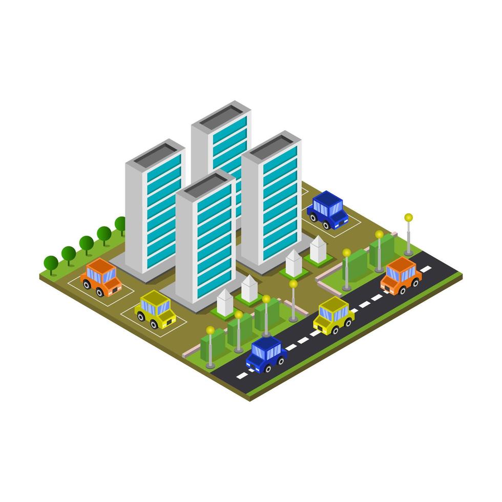 Isometric Skyscraper Illustrated On White Background vector