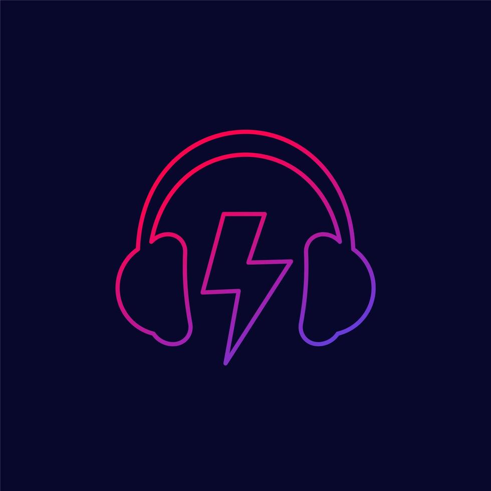 music and sound line icon with headphones vector