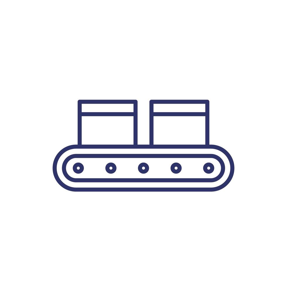 conveyor and boxes line icon on white vector