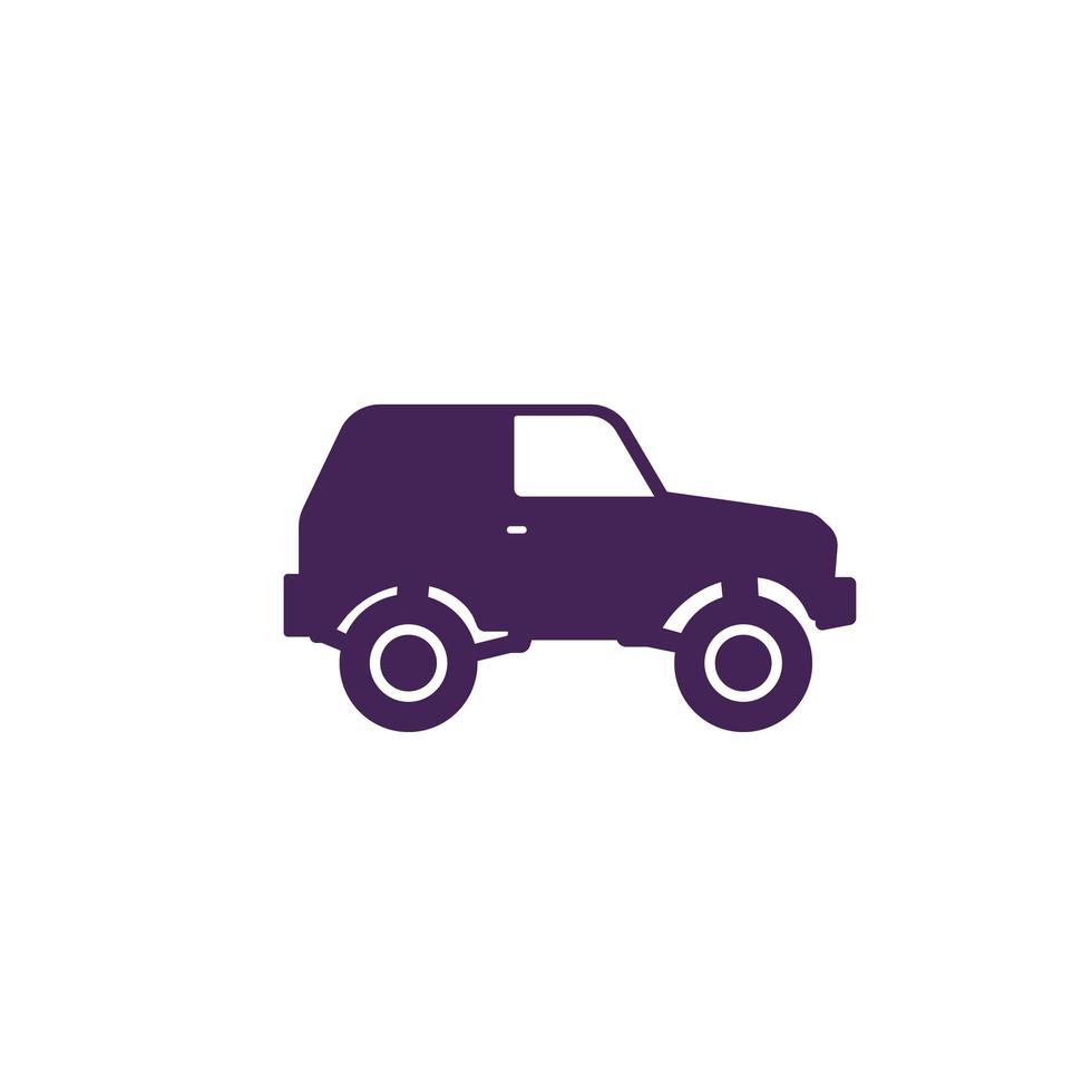 off-road car, 4wd suv icon on white vector