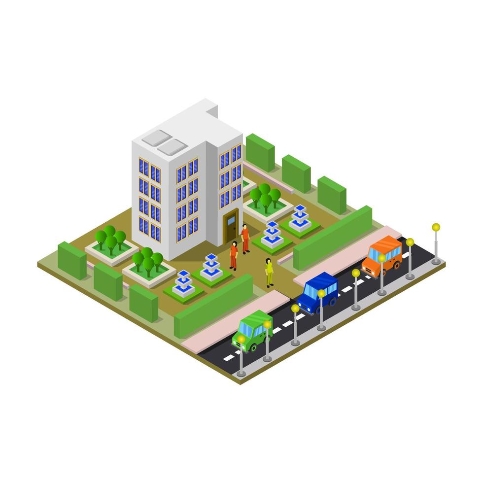 Isometric Hotel Illustrated On White Background vector