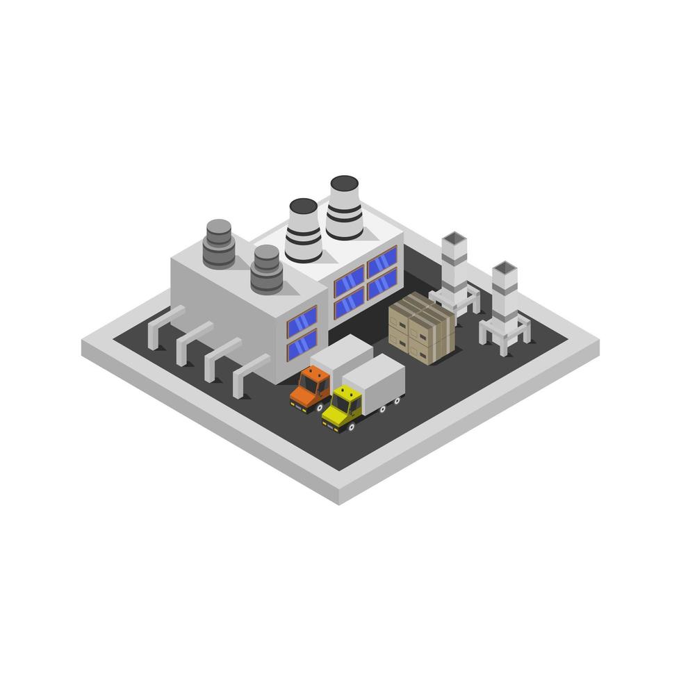 industria isométrica ilustrada sobre fondo blanco vector