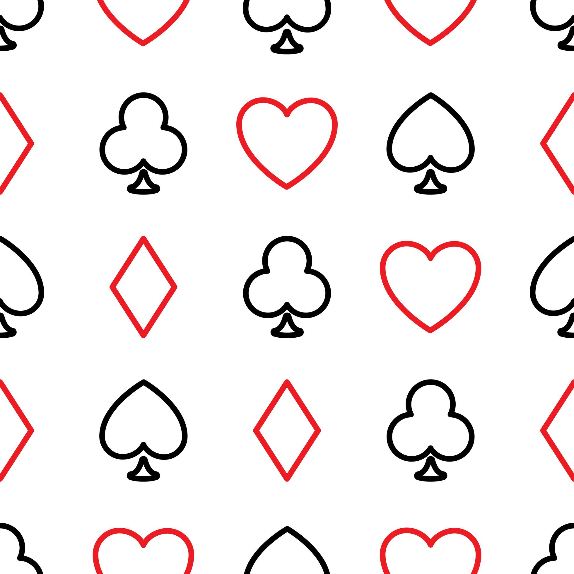 Seamless pattern background of poker suits - hearts, clubs, spades and ...