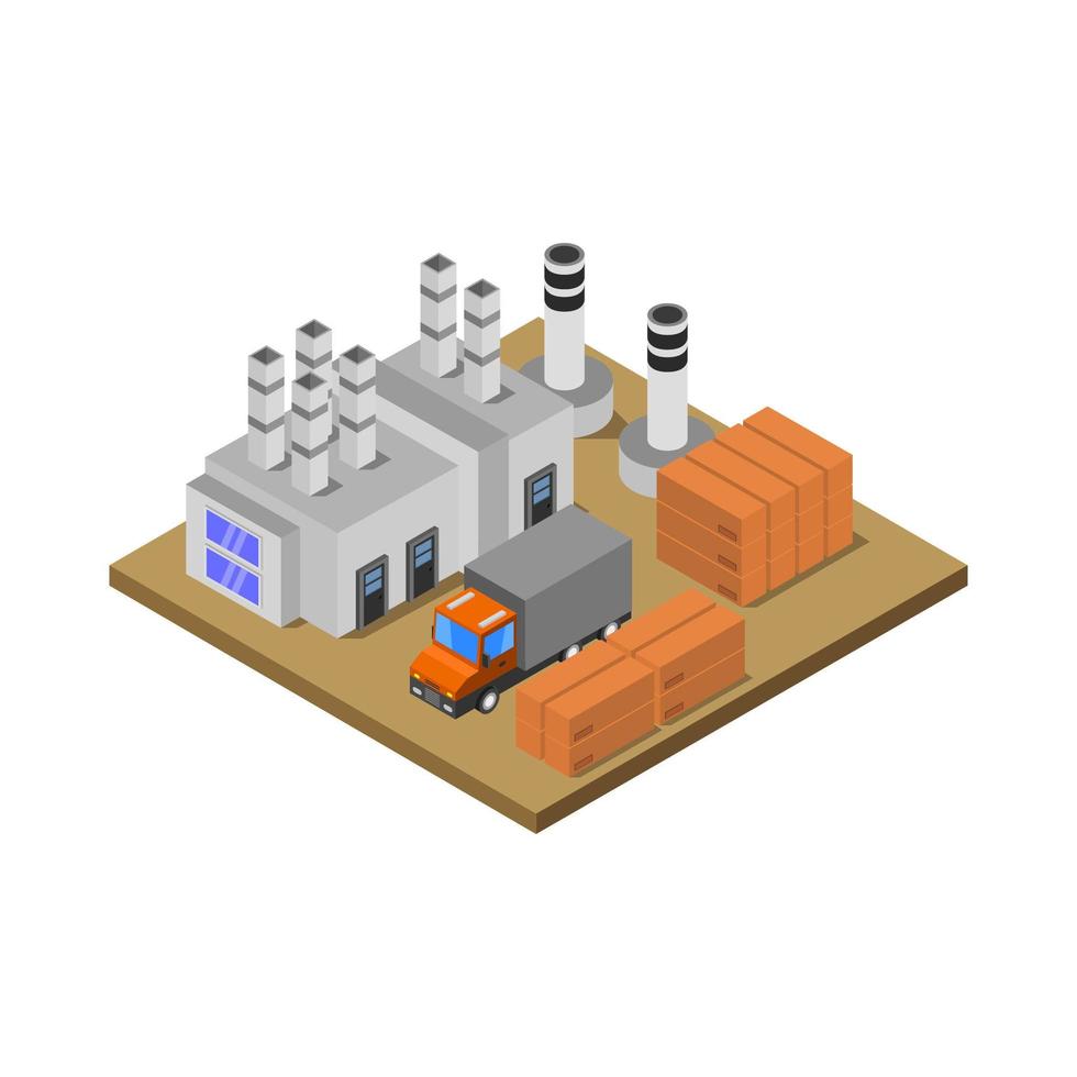 Isometric Industry Illustrated On White Background vector