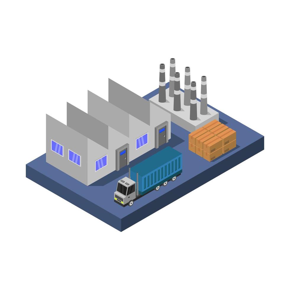 industria isométrica ilustrada sobre fondo blanco vector