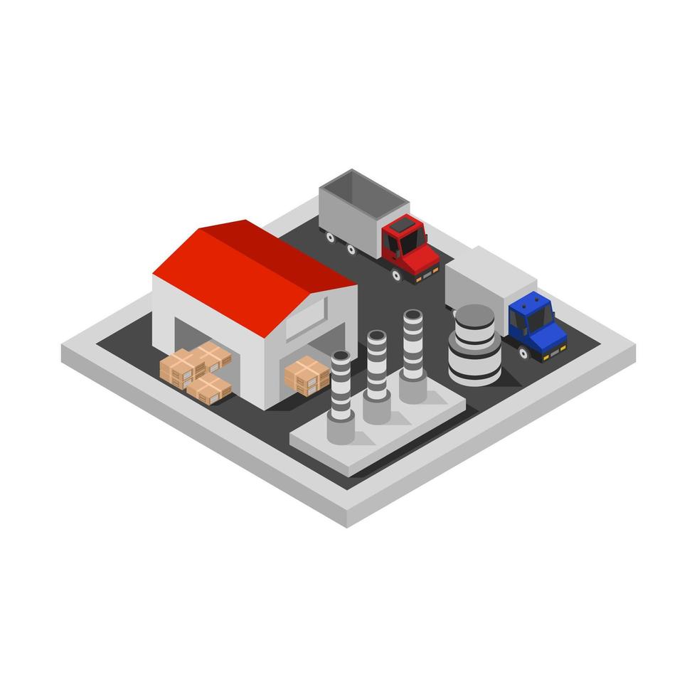 Isometric Industry Illustrated On White Background vector