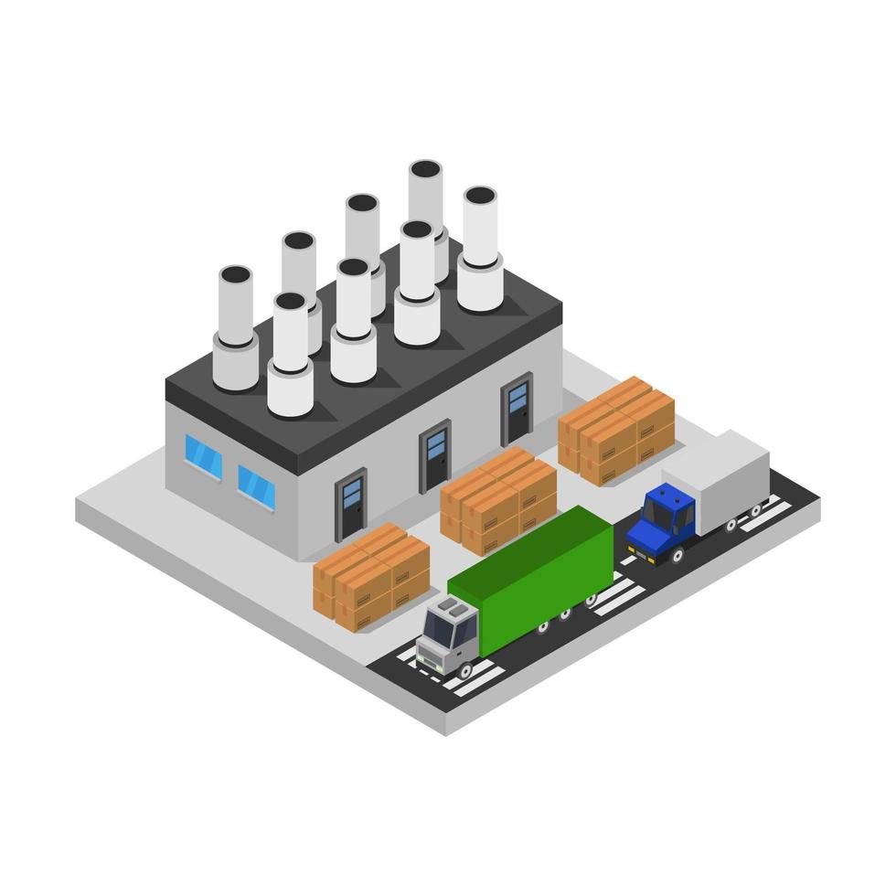 industria isométrica ilustrada sobre fondo blanco vector