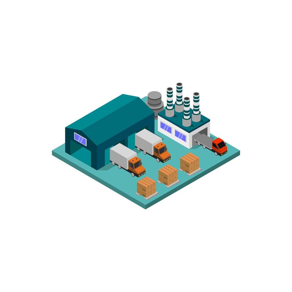 Isometric Industry Illustrated On White Background vector