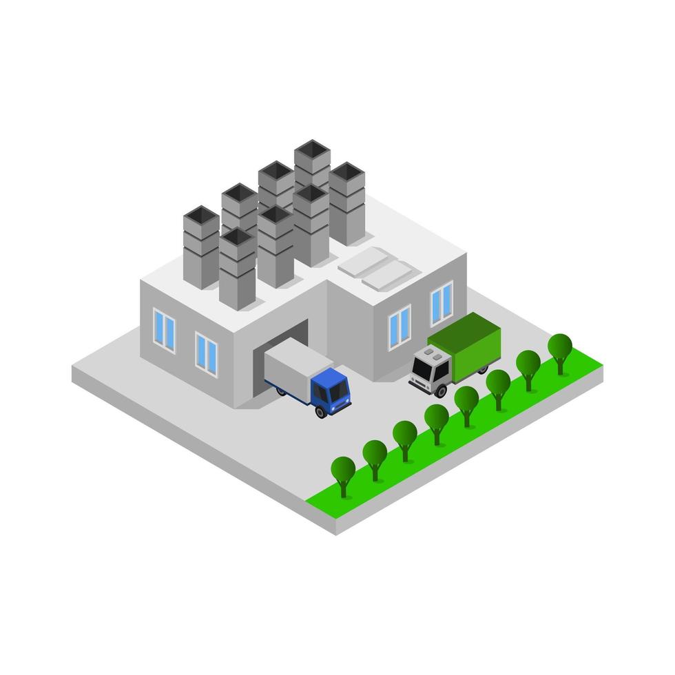 industria isométrica ilustrada sobre fondo blanco vector