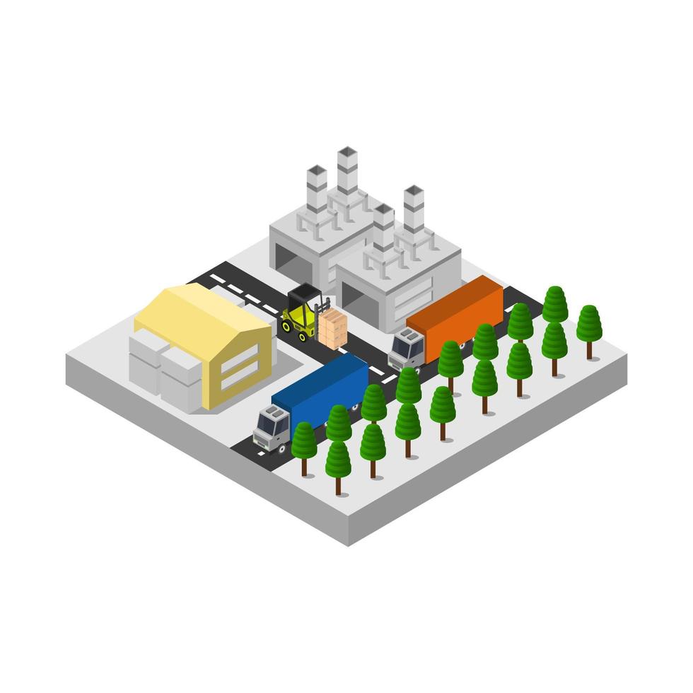 Isometric Industry Illustrated On White Background vector