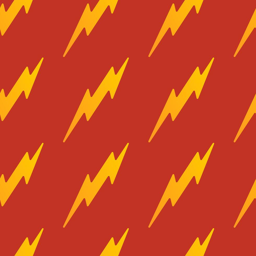 Abstract vector yellow seamless thunder pattern flat design on a red