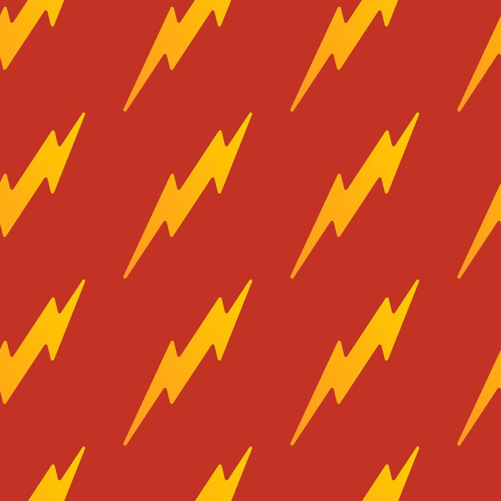 Abstract vector yellow seamless thunder pattern flat design on a red background