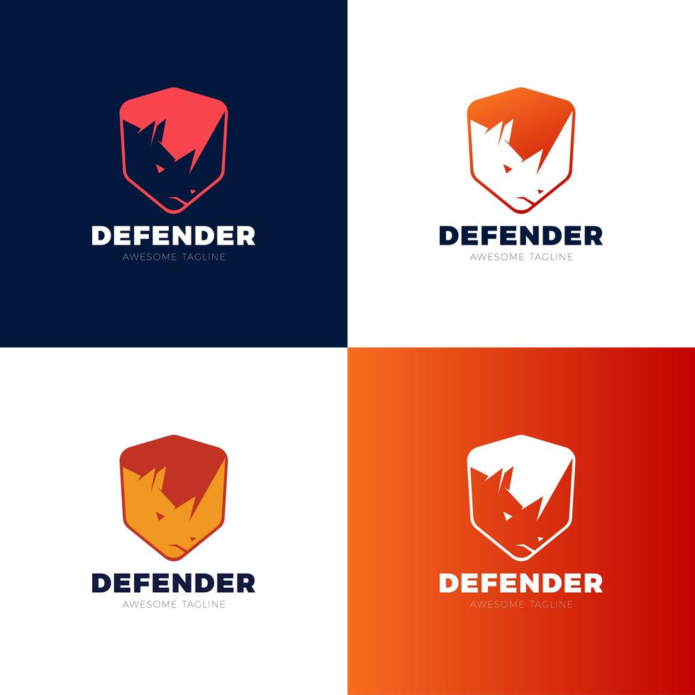 rhino shield security logo template vector icon illustration