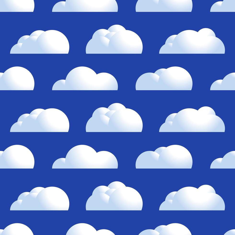 Vector Cloud seamless pattern. Natural air with fluffy cloudscape, atmosphere repeated decorative design. Vector flat style cartoon illustration