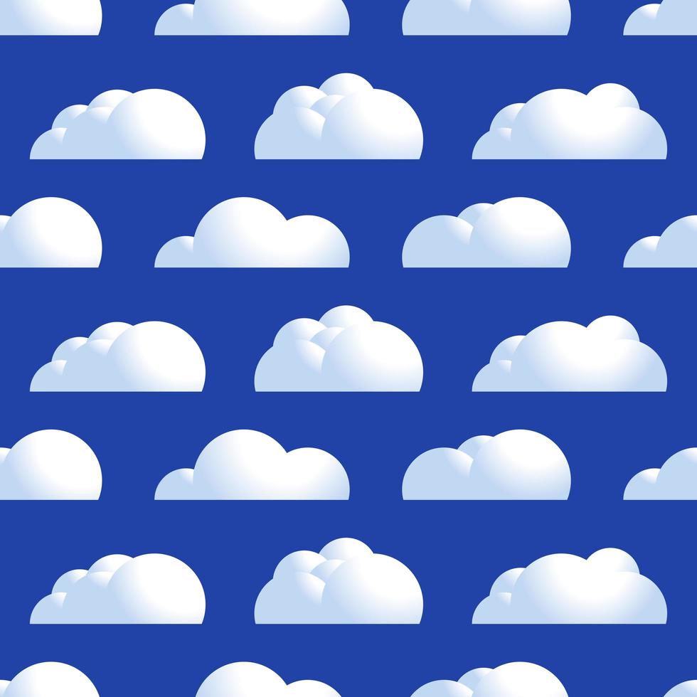 Vector Cloud seamless pattern. Natural air with fluffy cloudscape, atmosphere repeated decorative design. Vector flat style cartoon illustration
