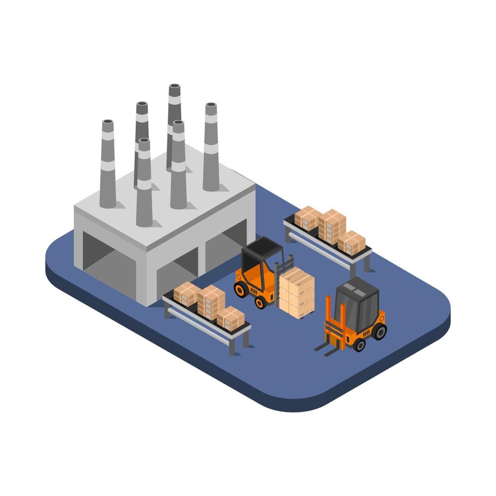 Isometric Industry Illustrated On White Background vector