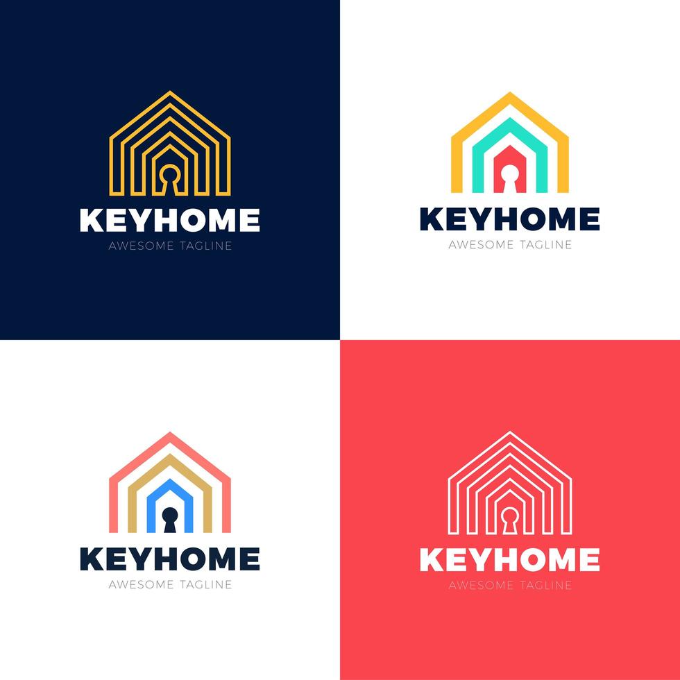conjunto de logotipos vectoriales de protección del hogar, icono de la casa y el agujero vector