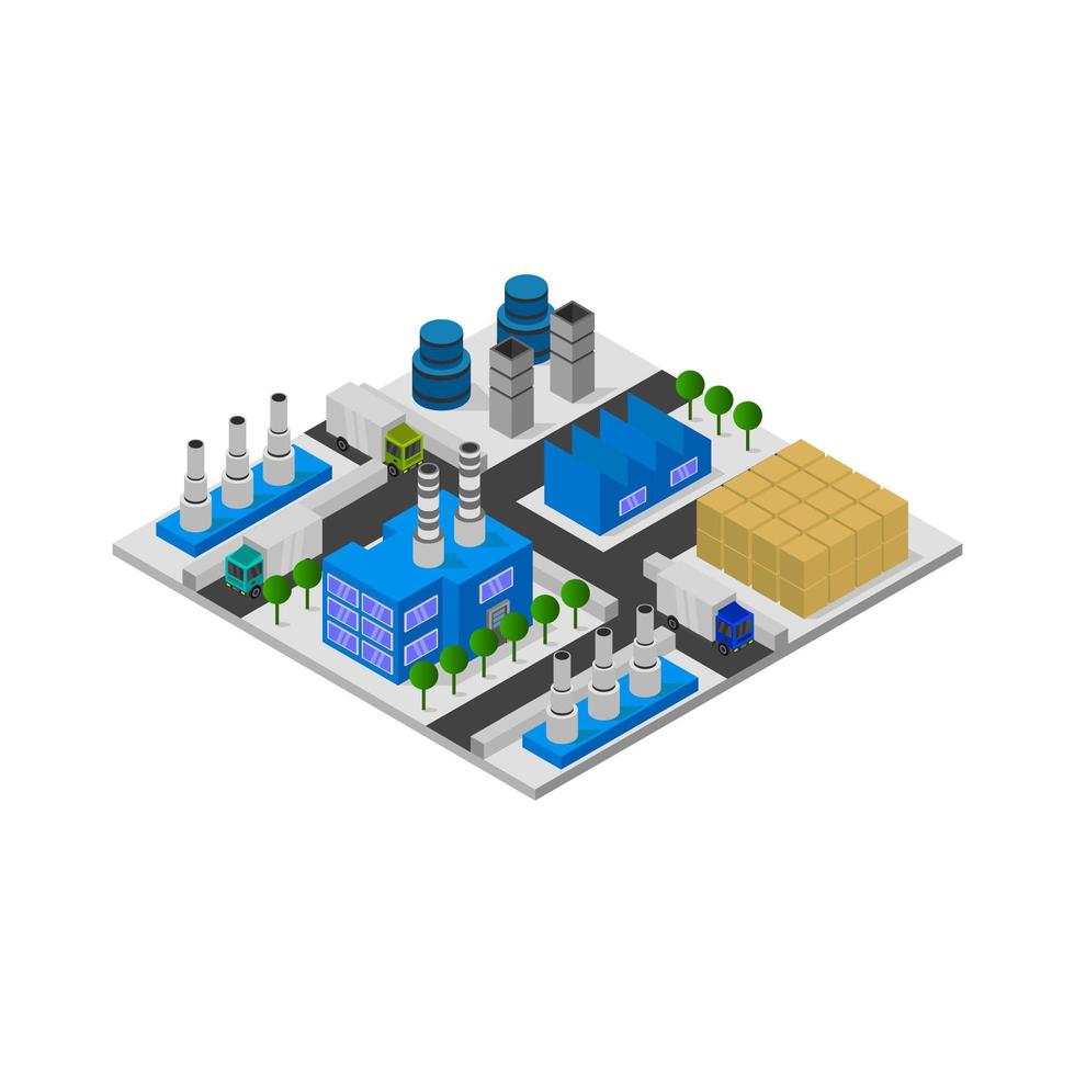 Isometric Industry Illustrated On White Background vector