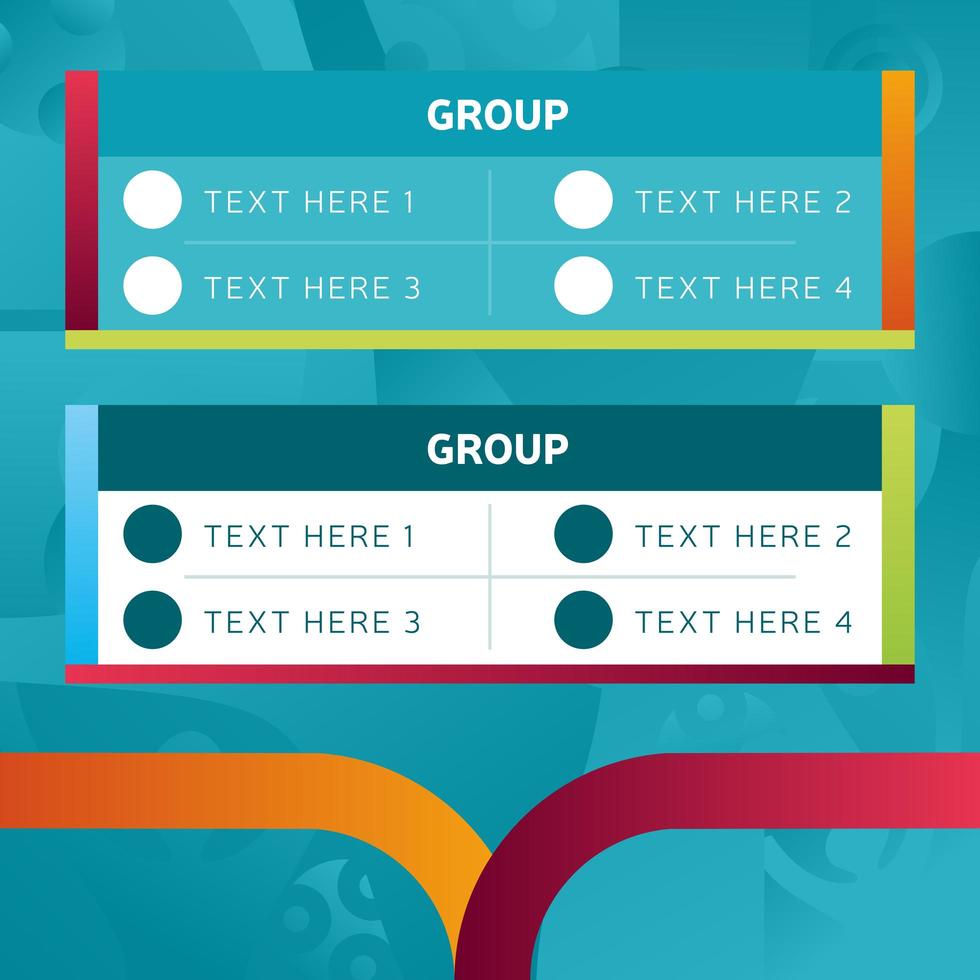 European football 2020 tournament final stage groups infographic template vector stock illustration. 2020 European soccer tournament with background.