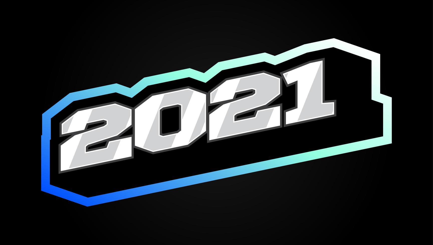 estilo deportivo moderno profesional feliz año nuevo tipografía 2021 diseño de número para tarjeta de felicitación vector
