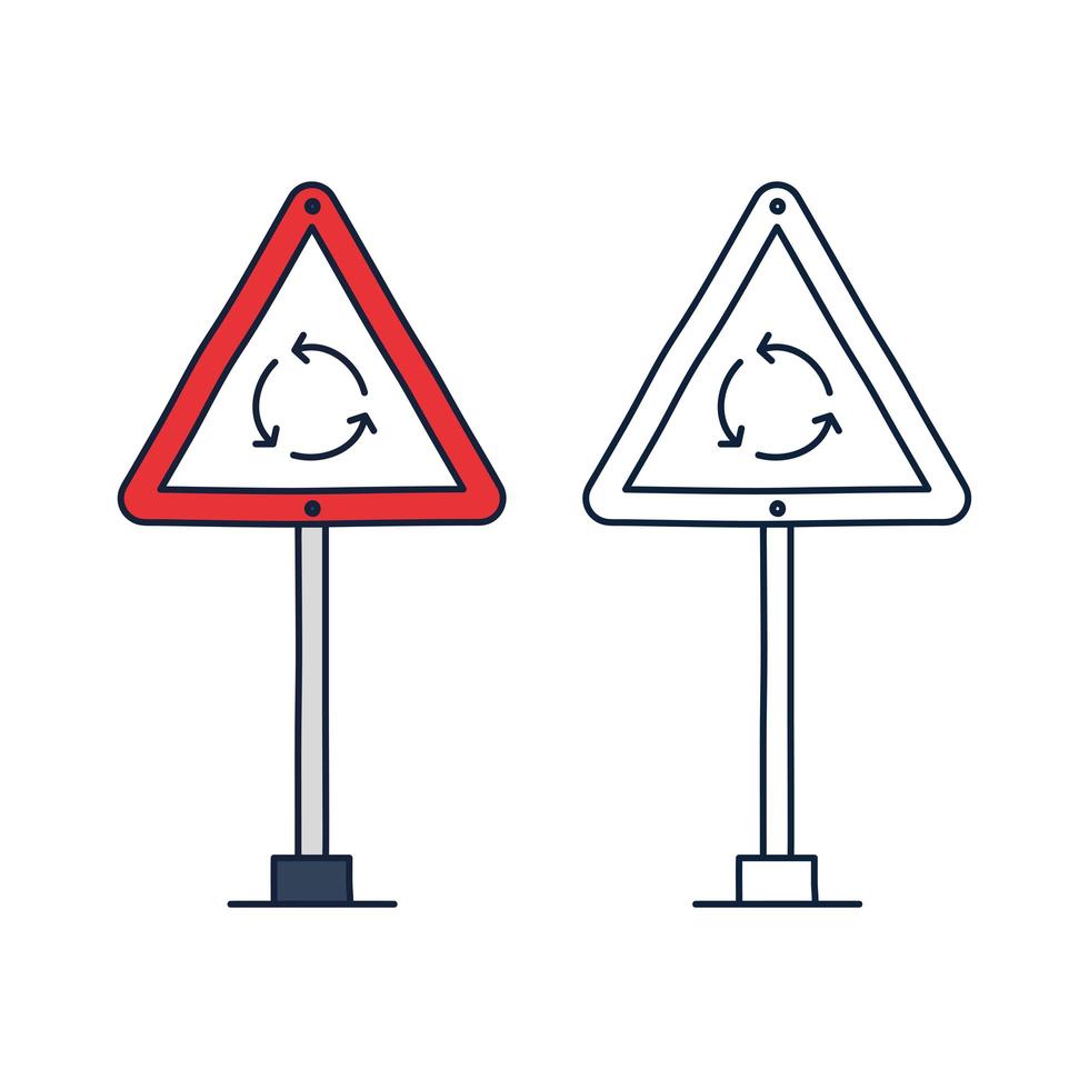 Roundabout Circulation sign line icon. roundabout road. Roundabout sign flat icon. Circular motion road sign icon vector