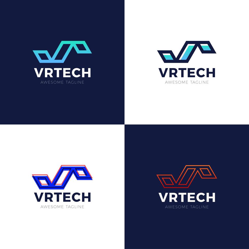 Letra vr logo vector set. elemento de letra de marca de gráfico vectorial.