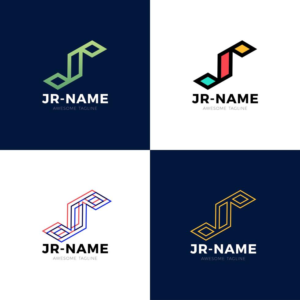 Conjunto de inspiraciones de logotipo de monograma jr, plantilla de logotipo de letras vectoriales. diseños limpios y creativos vector