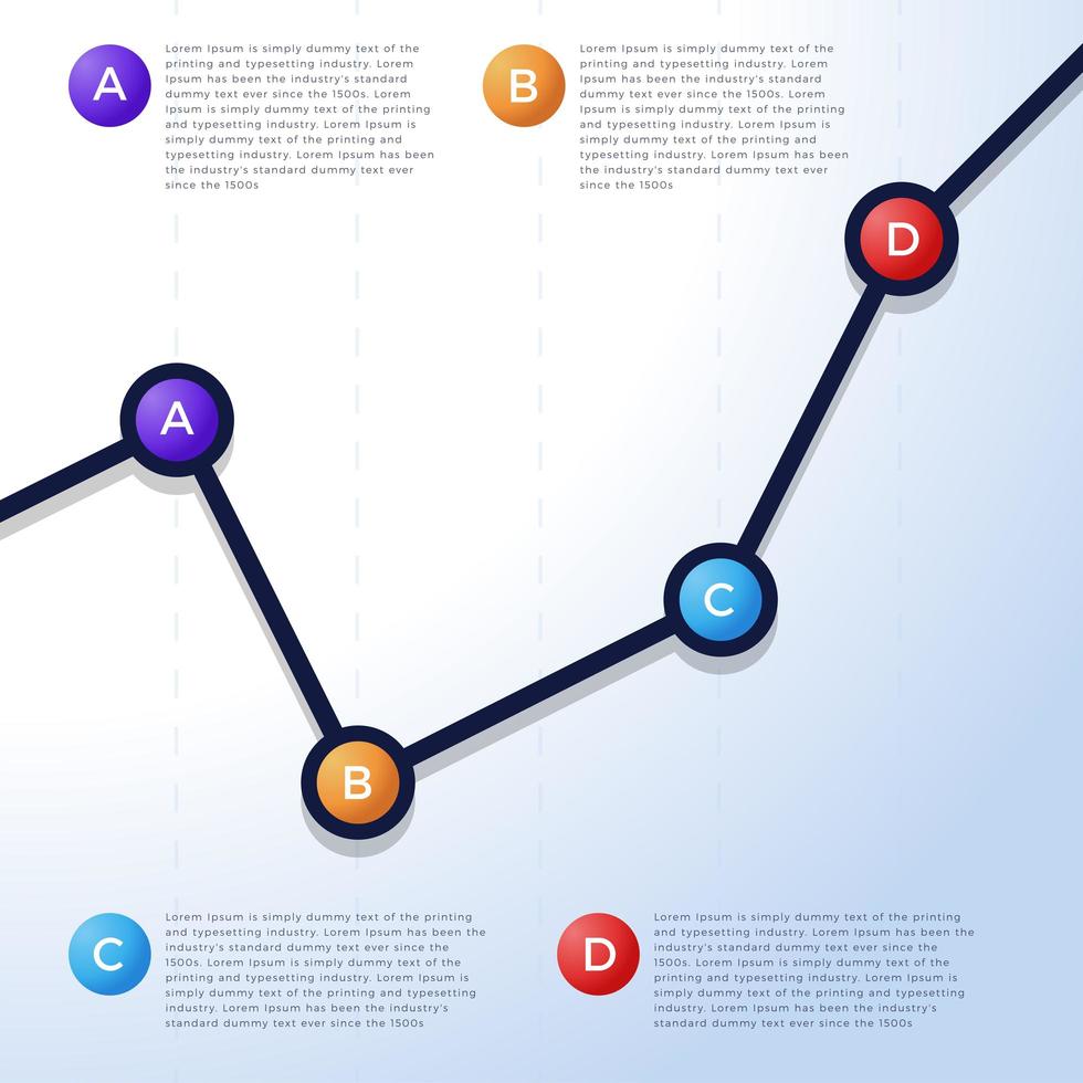 Abstract financial chart with uptrend line graph on gray background. Vector illustration