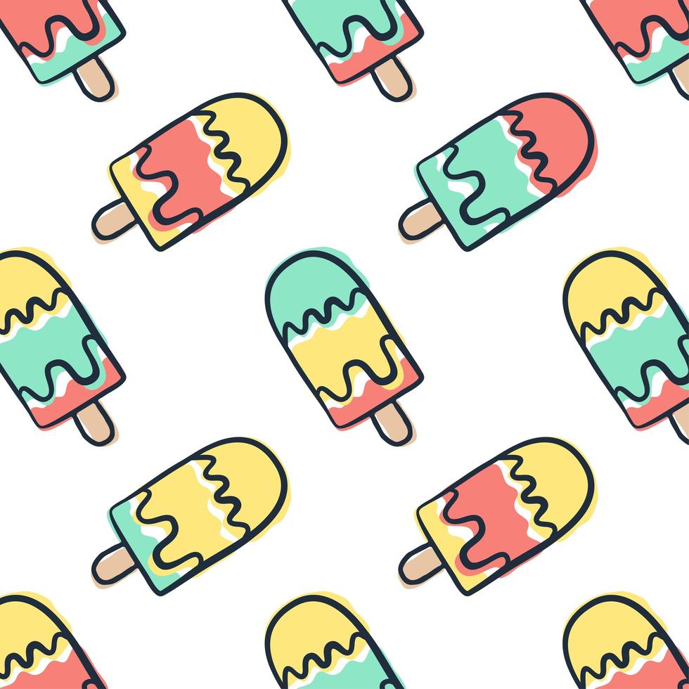 Hand draw doodle Ice cream seamless pattern. Summer background design vector