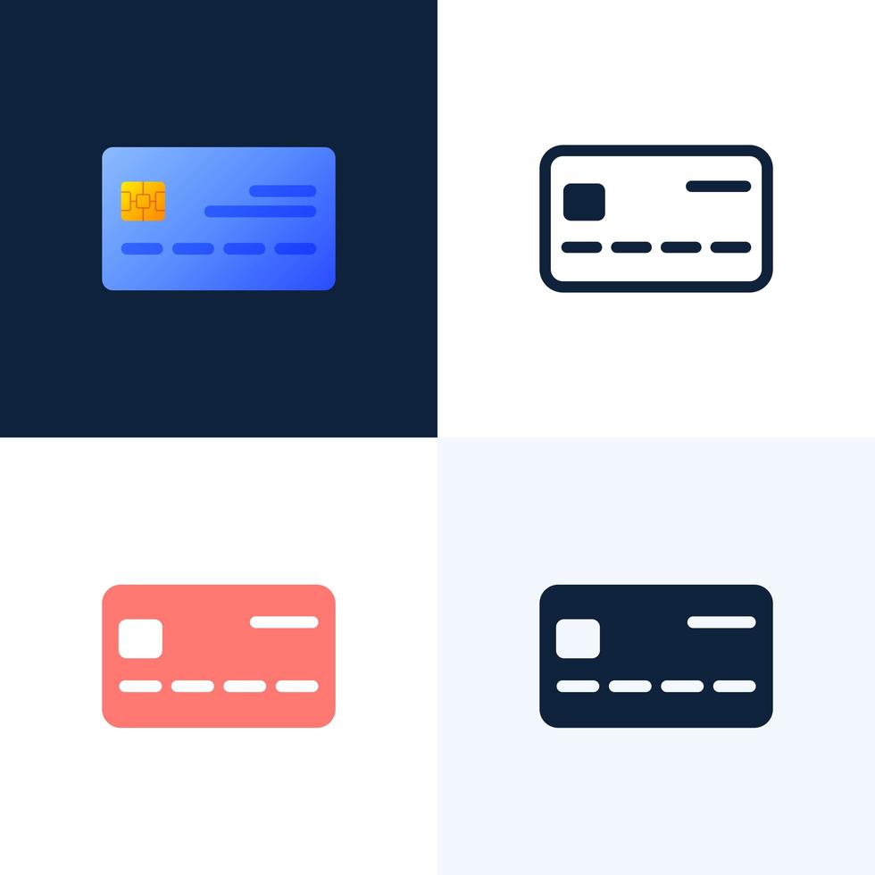 Credit card vector stock icon set. The concept of mobile banking and opening a bank account. Color stylish illustration with abstract figures and leaves.