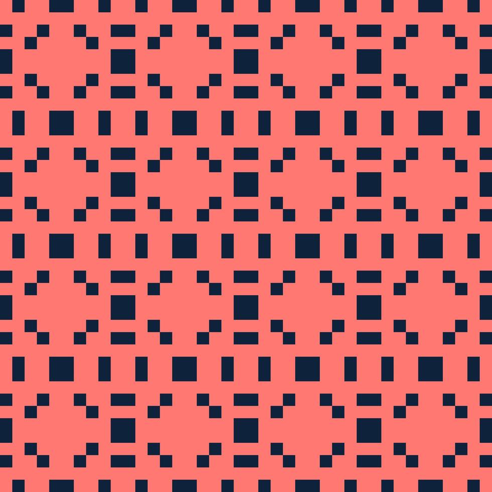 Abstract red and blue pixels squares textured background. Seamless vector pattern.