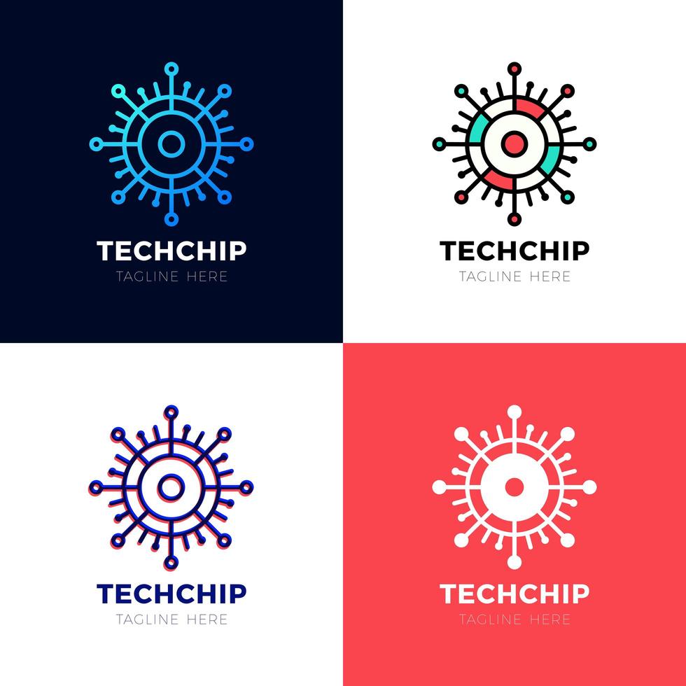 Technology - vector logo template for corporate identity. Abstract chip sign. Network, internet tech concept illustration. Design element.