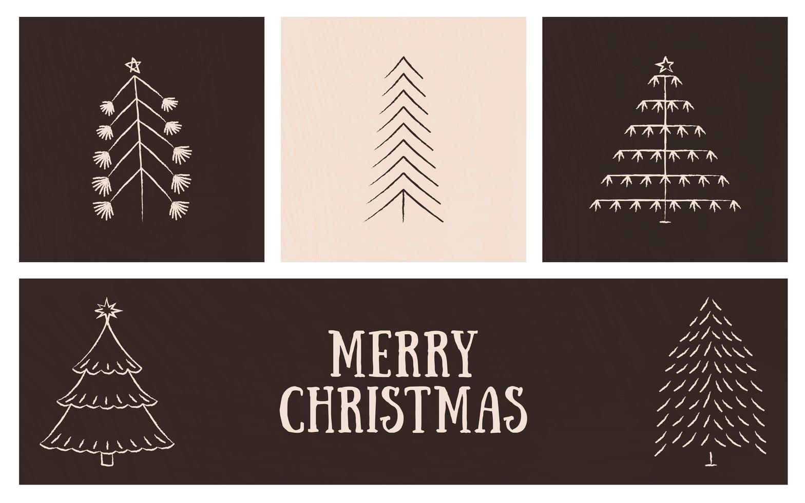 New Year and Merry Christmas postcard. Gold, white, brown design. Vector illustrations. Hand draw concept.