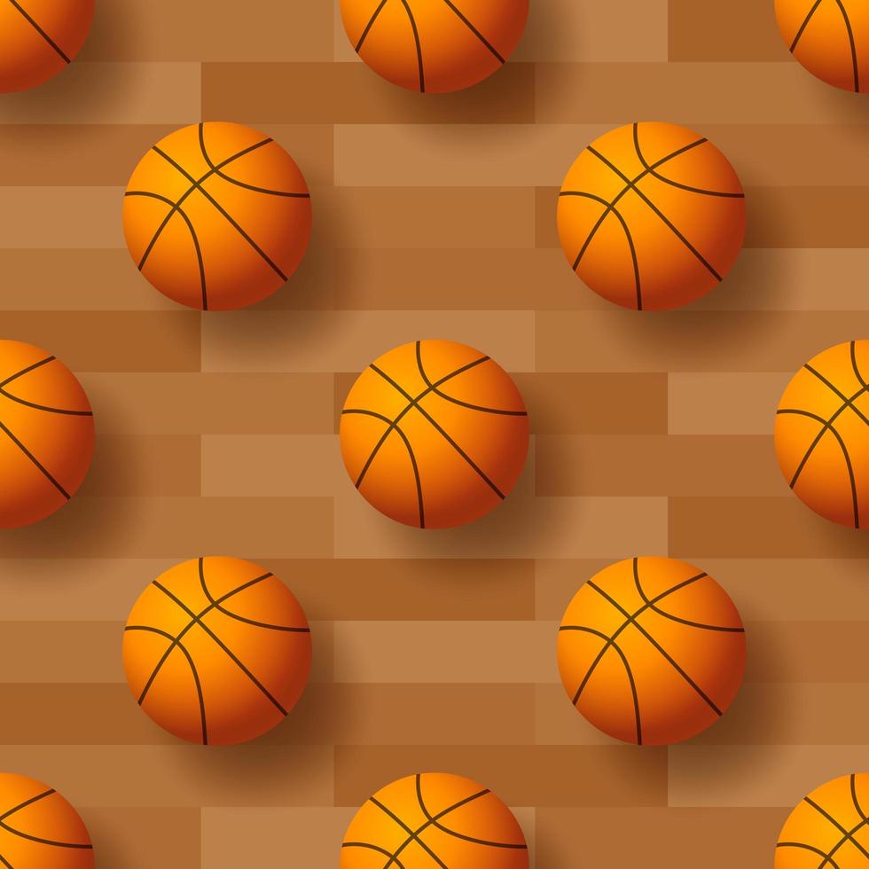 Seamless pattern with basketball ball. Vector illustration. Ideal for wallpaper, cover, wrapper, packaging, fabric, textile design and any kind of decoration.
