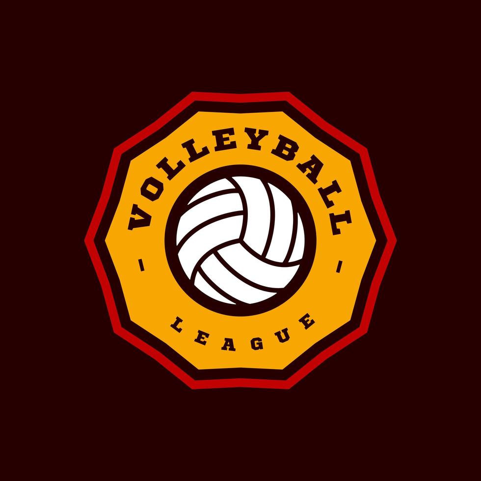 logo de vector de voleibol. tipografía profesional moderna deporte estilo retro vector emblema y plantilla de diseño de logotipo. logo colorido de voleibol